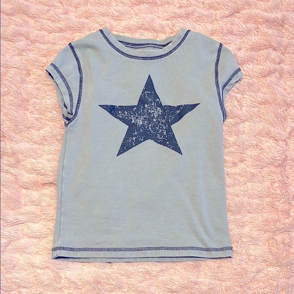 Gray Muscle Tee with Star Design